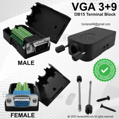 ชุดเข้าหัว DB15 (VGA 3+9) แบบขันน๊อต (Terminal)