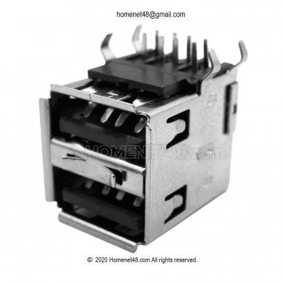 อะไหล่สำหรับเปลี่ยนซ่อม หัว USB ตัวเมีย 2 Ports (เฉพาะหัว) ขาฉาก 90 องศา (สีดำ)