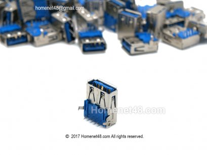 อะไหล่สำหรับเปลี่ยนซ่อม หัว USB 3.0 ตัวเมีย 1 Port  ขาฉาก (ขาข้างโค้ง)