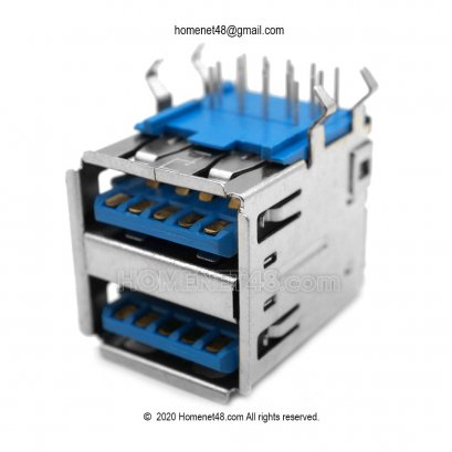 อะไหล่สำหรับเปลี่ยนซ่อม หัว USB 3.0 ตัวเมีย 2 Ports  ขาฉาก (ขาข้างโค้ง)