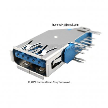อะไหล่สำหรับเปลี่ยนซ่อม หัว USB 3.0 ตัวเมีย 1 Port  (วางแนวตั้ง) ขาฉาก (ขาข้างตรง)