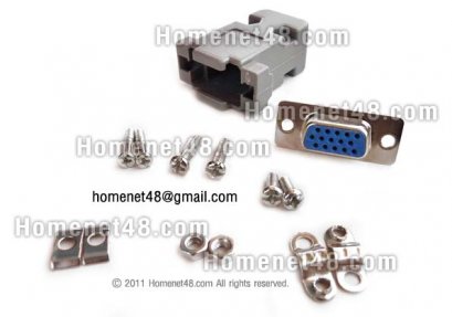 ชุดหัว VGA (RGB) 15 Pins ตัวเมีย (F) แบบประกอบเอง + น๊อต ครบชุด