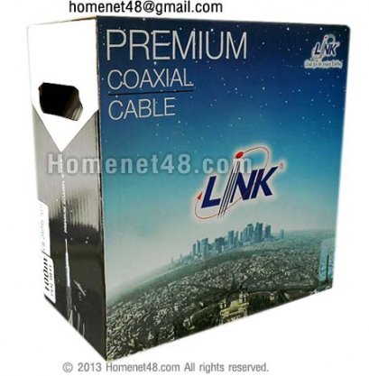 สาย RG6 Link (แท้) เดินในอาคาร Shield 96% สีขาว (100m/Box)