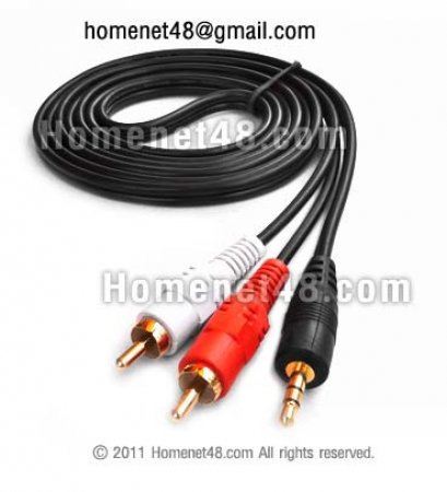 สายสัญญาณเสียง 3.5 to RCA (ขาว-แดง) เข้า 1 ออก 2 ยาว 1.8 เมตร