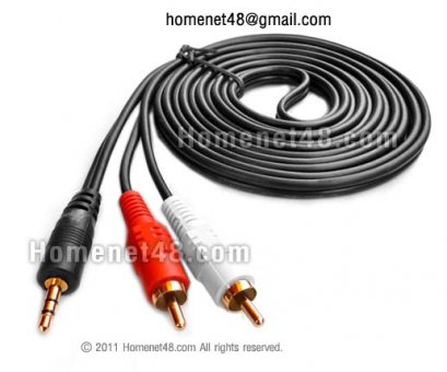 (สั่งตามออเดอร์) สายสัญญาณเสียง 3.5 to RCA (ขาว-แดง) เข้า 1 ออก 2 ยาว 3 เมตร