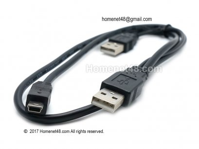 สาย USB 2 หัว (Mini USB 5 pin =&gt; MM) ยาว 70 ซม.