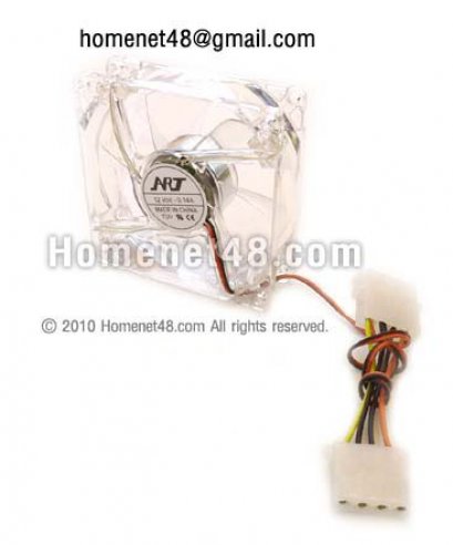 พัดลมเคส 8 ซม. รุ่นใส มีไฟสี