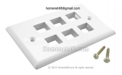 หน้ากาก 6 ช่อง (LINK) สี่เหลี่ยมผืนผ้า สีขาว + น๊อตยึด (US-2316)