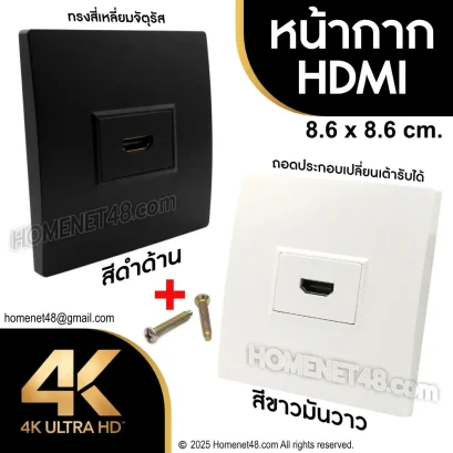 หน้ากาก เต้ารับ HDMI 4K (จัตุรัส) (ถอดประกอบได้)