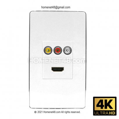 หน้ากาก เต้ารับ HDMI 4K + AV กรอบเงิน