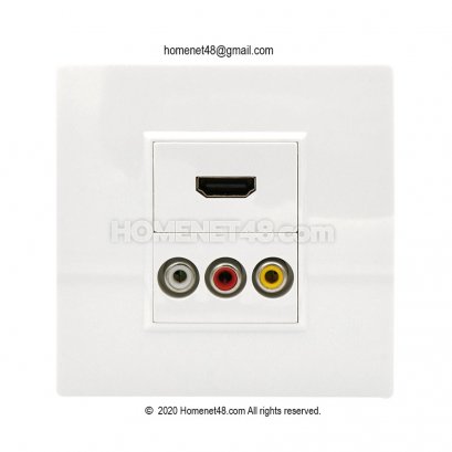หน้ากาก เต้ารับ HDMI + AV (สี่เหลี่ยมจัตุรัส) (ถอดประกอบได้)
