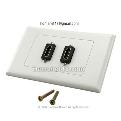 หน้ากากเต้ารับสาย HDMI ตัวเมีย (F-F) 2 ช่อง (สี่เหลี่ยมผืนผ้า) (หัวตรง)