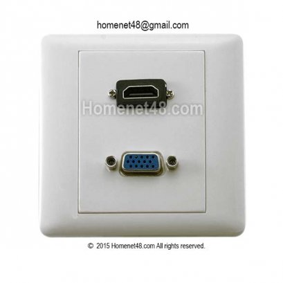 หน้ากากเต้ารับสาย HDMI + VGA 2 in 1