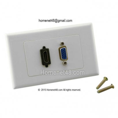 หน้ากากเต้ารับสาย HDMI + VGA 2 in 1 (สี่เหลี่ยมผืนผ้า)