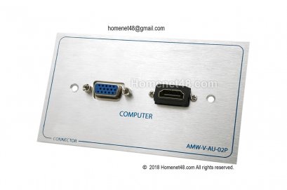 หน้ากากเต้ารับสาย HDMI+VGA 2 in 1 เหล็ก (สี่เหลี่ยมผืนผ้า) ไม่ต้องเข้าหัวสาย