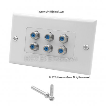 หน้ากากเต้ารับสาย Coaxcial สำหรับ CCTV สัญญาณดาวเทียม 6 ช่อง (สี่เหลี่ยมผืนผ้า)