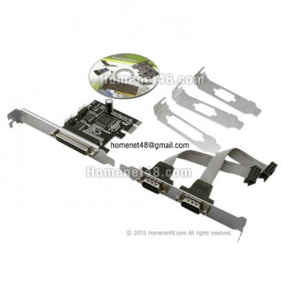 PCI Express to Parallel + Serial Port (9 Pins) (2 Ports) (Slot ยาว+สั้น)