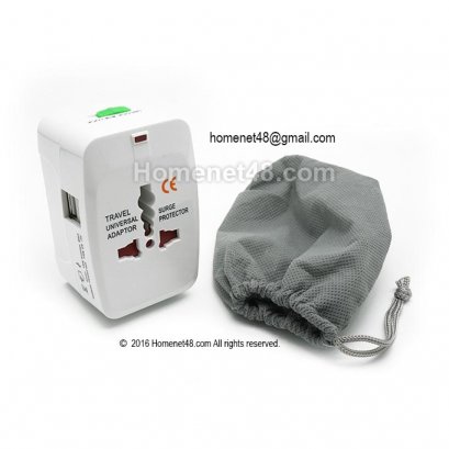 หัวเสียบปลั๊กไฟอเนกประสงค์ All in One มีปุ่มล็อก + 2 USB