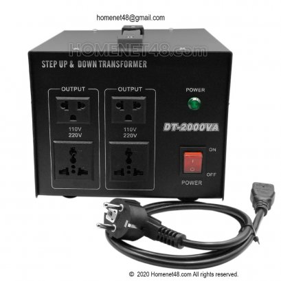 (สั่งตามออเดอร์) หม้อแปลงไฟ 110V เป็น 220V หรือ 220V เป็น 110V (2000VA) มีฟิวส์