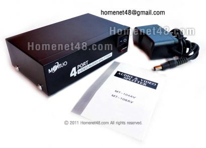 กล่องแยกสัญญาณเครื่องเล่นออก TV ผ่านช่องเสียบ AV 4 จอ
