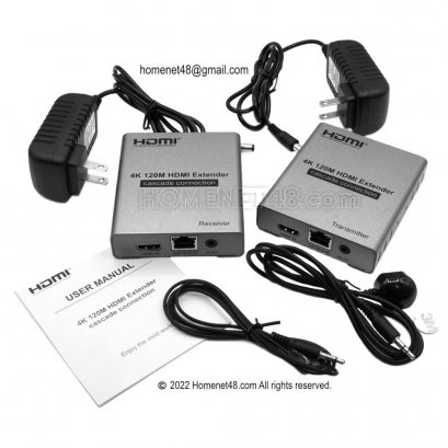 HDMI Extender (4K) ต่อสาย HDMI ด้วยสายแลน CAT 6 ยาว 120M