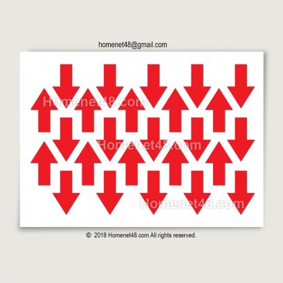สติ๊กเกอร์ ลูกศร สีแดง (0.7x2.5cm) (25 ดวง) (PVC Sticker)