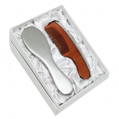 Pewter & Wooden Brush & Comp - Gift Set