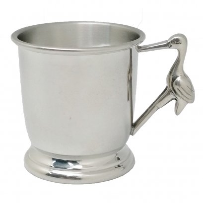 Pewter Baby Cup with Stork Handle