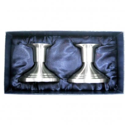 Pewter Christening Candlestick Pair in Gift Set
