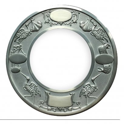 Pewter Teddies Birth Record and Photo Frame Round