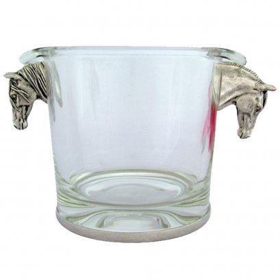 Small Ice Pail with Pewter Horse Head Handles