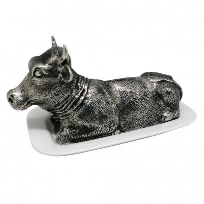 Pewter Butter Dish Cow