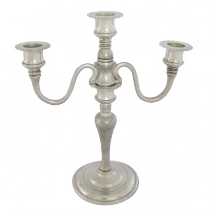 Pewter Candleholder 3 lights, removable crown