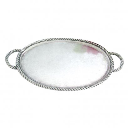 Pewter Serving Tray, Oval - Rope border, small