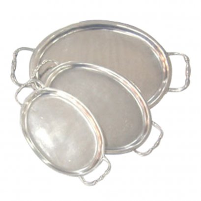 Pewter Serving Tray, Oval - wide border, medium