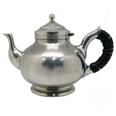 Pewter Coffee Pot, leather wrapped handle