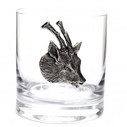 Whiskey Glass w/Stag head motif