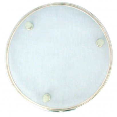 Glass Round  Tray_S / Pewter Decorate / D: 25   H: 2.3 cms.