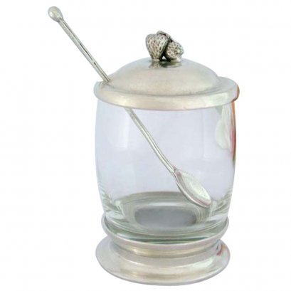 Glass Jars w/Pewter Lid, Spoon
