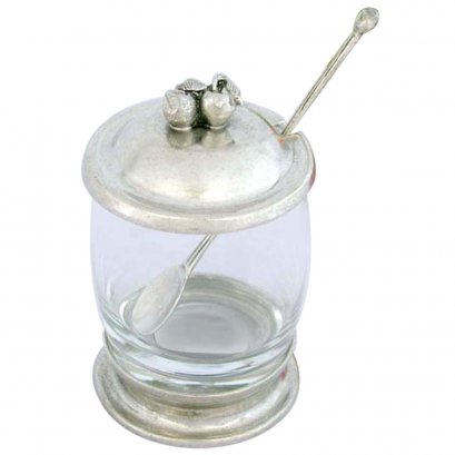 Glass Jars w/Pewter Lid, Spoon