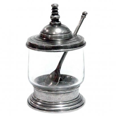 Glass Jars w/Pewter Lid, Spoon