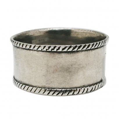 Pewter Round Napkin Ring w/Rope Border (Pack of 4)