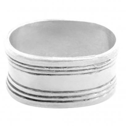 Pewter Oval Napkin Ring w/Lines décor  (Pack of 4)