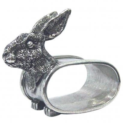 Pewter Oval Napkin Ring, Rabbit head &amp; Feet décor (Pack of 2)