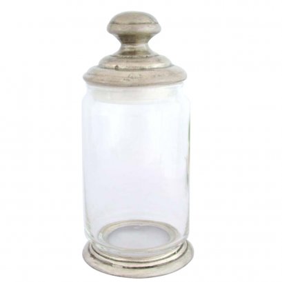 Pop Jar / Pewter Decorate / D: 9.8  H: 20.5 cms.