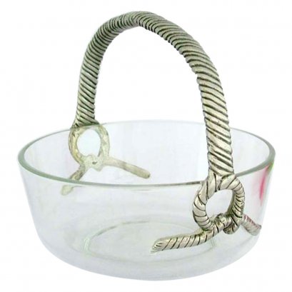 Glass Bowl w/Pewter Décor handle