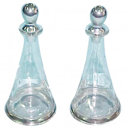 Oil Vinegar Bottles w/Pewter Base and Stopper