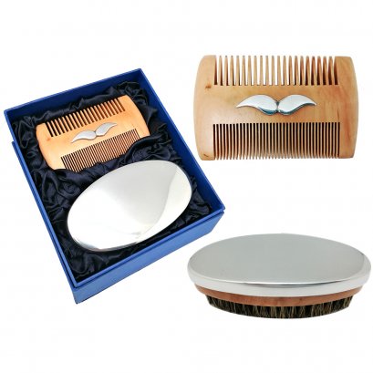 Man Beard Brush and Comb in Gift Box