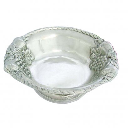 Pewter Grape Motif Round Deep Bowl