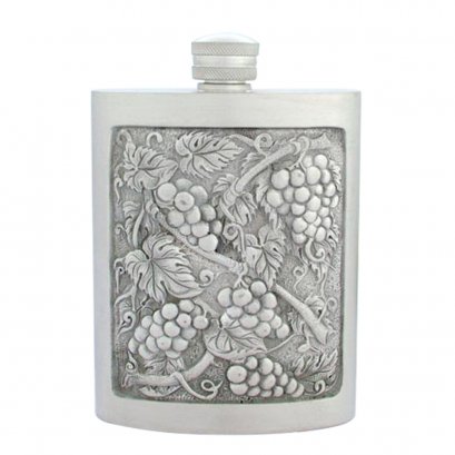 Pewter Grape Motif Hip Flask